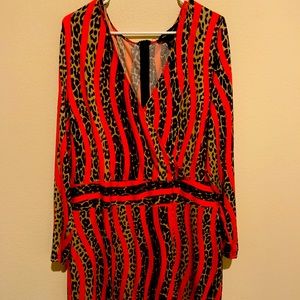Ashley Stewart Orange/Leopard Print PlusSize Dress